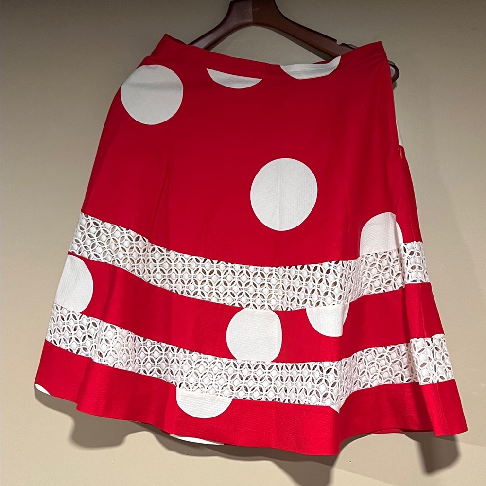 Tracy Reese x Anthropologie Red and Off-White Polka Dot Skirt. EUC
